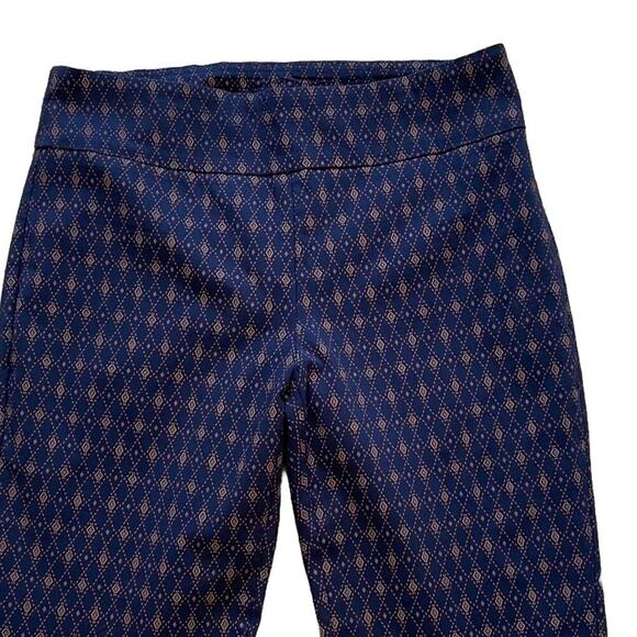 Orvis Navy Geometric Print Stretch Pull On Mid-High Waist Straight Leg Pant, 10 - Picture 3 of 8